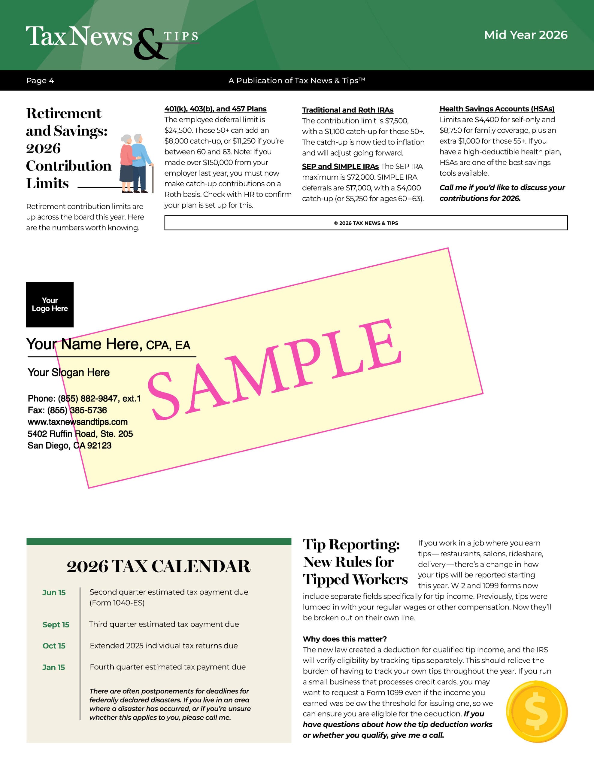 Tax News and Tips Sample Mail Flap Tax News and Tips Sample Mail Flap